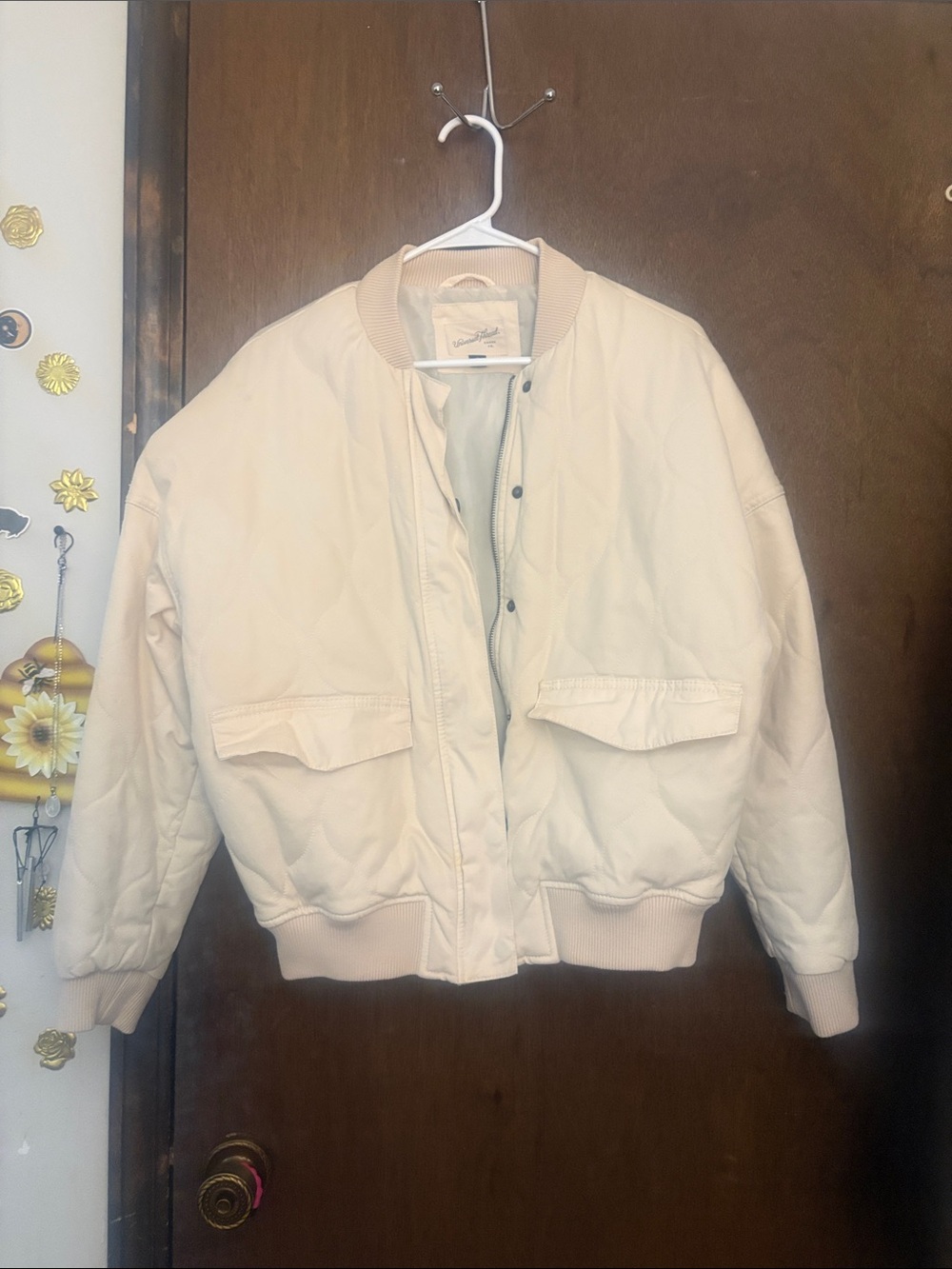 Universal Thread Cream Quilted Bomber Jacket